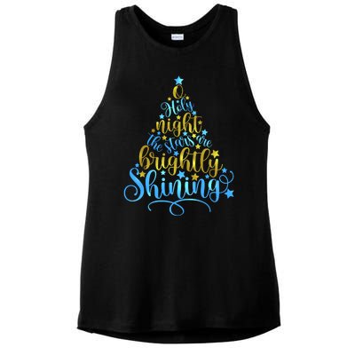 Oh Holy Night The Stars Are Brightly Shining Tree Ladies PosiCharge Tri-Blend Wicking Tank