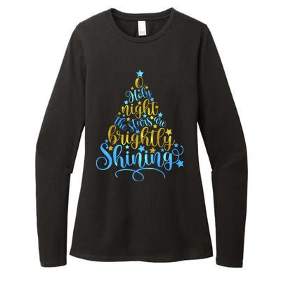 Oh Holy Night The Stars Are Brightly Shining Tree Womens CVC Long Sleeve Shirt