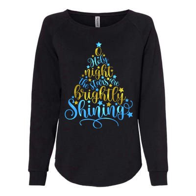 Oh Holy Night The Stars Are Brightly Shining Tree Womens California Wash Sweatshirt