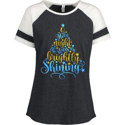 Oh Holy Night The Stars Are Brightly Shining Tree Enza Ladies Jersey Colorblock Tee