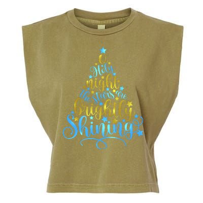 Oh Holy Night The Stars Are Brightly Shining Tree Garment-Dyed Women's Muscle Tee