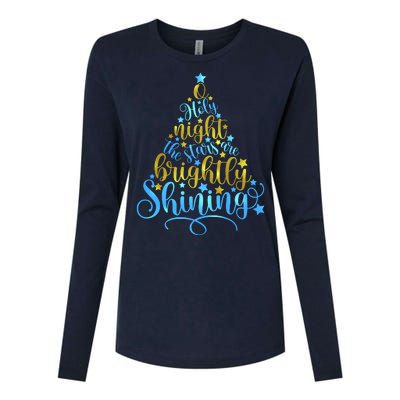 Oh Holy Night The Stars Are Brightly Shining Tree Womens Cotton Relaxed Long Sleeve T-Shirt