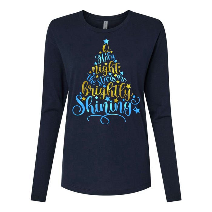 Oh Holy Night The Stars Are Brightly Shining Tree Womens Cotton Relaxed Long Sleeve T-Shirt