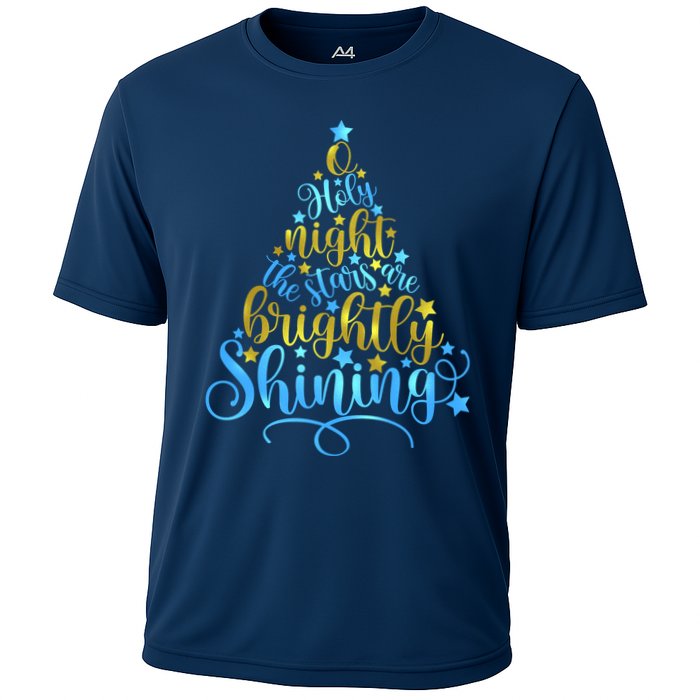 Oh Holy Night The Stars Are Brightly Shining Tree Cooling Performance Crew T-Shirt
