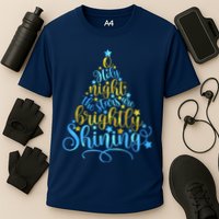 Oh Holy Night The Stars Are Brightly Shining Tree Cooling Performance Crew T-Shirt