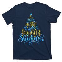 Oh Holy Night The Stars Are Brightly Shining Tree T-Shirt