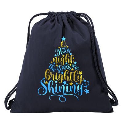 Oh Holy Night The Stars Are Brightly Shining Tree Drawstring Bag