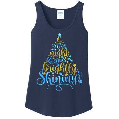 Oh Holy Night The Stars Are Brightly Shining Tree Ladies Essential Tank