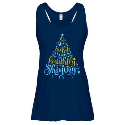 Oh Holy Night The Stars Are Brightly Shining Tree Ladies Essential Flowy Tank