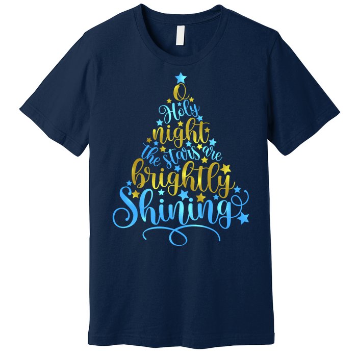 Oh Holy Night The Stars Are Brightly Shining Tree Premium T-Shirt