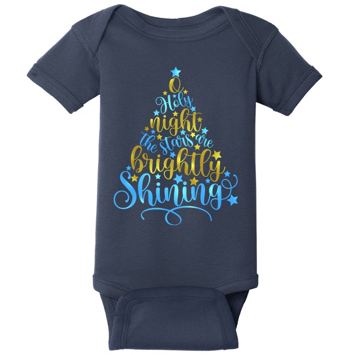 Oh Holy Night The Stars Are Brightly Shining Tree Baby Bodysuit