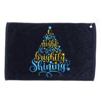 Oh Holy Night The Stars Are Brightly Shining Tree Grommeted Golf Towel