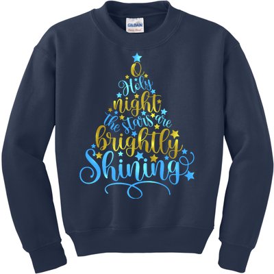 Oh Holy Night The Stars Are Brightly Shining Tree Kids Sweatshirt