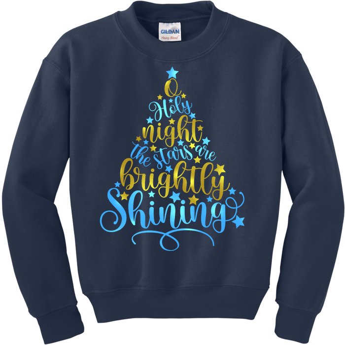 Oh Holy Night The Stars Are Brightly Shining Tree Kids Sweatshirt