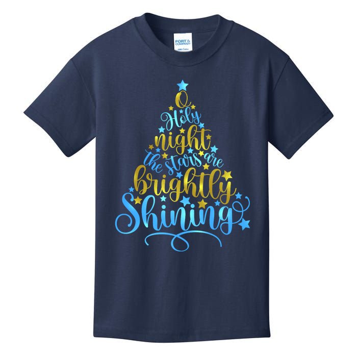 Oh Holy Night The Stars Are Brightly Shining Tree Kids T-Shirt