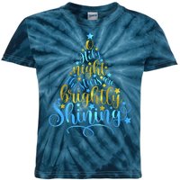 Oh Holy Night The Stars Are Brightly Shining Tree Kids Tie-Dye T-Shirt