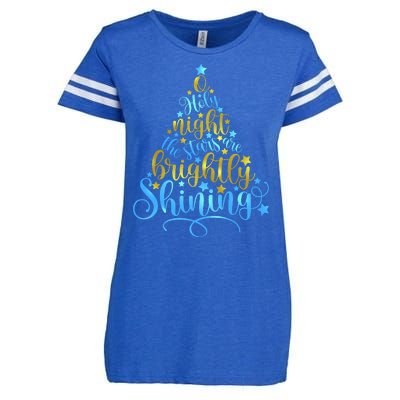 Oh Holy Night The Stars Are Brightly Shining Tree Enza Ladies Jersey Football T-Shirt