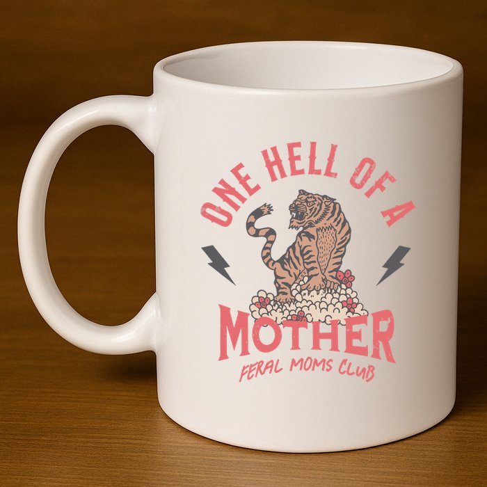 One Hell Of A Mother Feral Moms Club 11oz C Handle Ceramic Mug