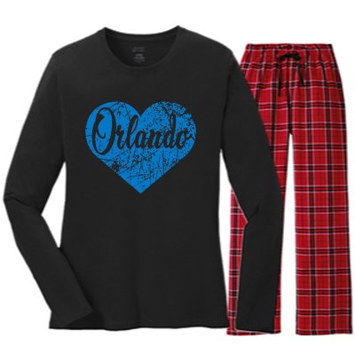 Orlando Heart Women's Long Sleeve Flannel Pajama Set 