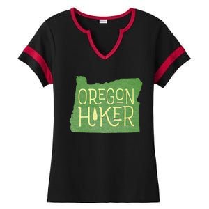 Oregon Hiker Outdoors Classic Retro Hiking Adventure Badge Ladies Halftime Notch Neck Tee