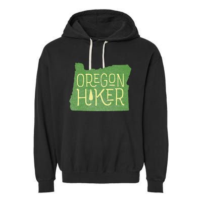 Oregon Hiker Outdoors Classic Retro Hiking Adventure Badge Garment-Dyed Fleece Hoodie