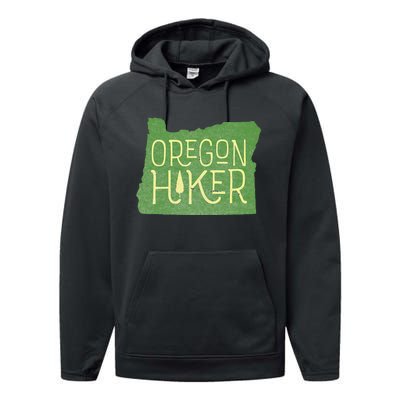 Oregon Hiker Outdoors Classic Retro Hiking Adventure Badge Performance Fleece Hoodie