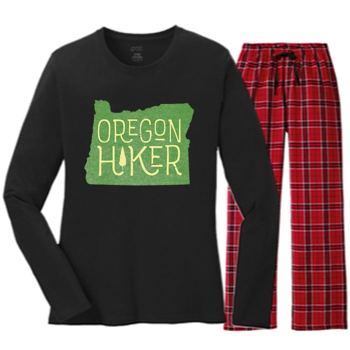 Oregon Hiker Outdoors Classic Retro Hiking Adventure Badge Women's Long Sleeve Flannel Pajama Set 