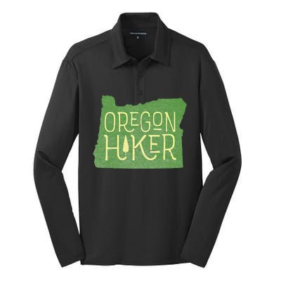 Oregon Hiker Outdoors Classic Retro Hiking Adventure Badge Silk Touch Performance Long Sleeve Polo