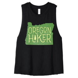 Oregon Hiker Outdoors Classic Retro Hiking Adventure Badge Women's Racerback Cropped Tank