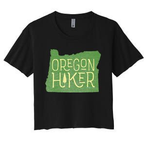 Oregon Hiker Outdoors Classic Retro Hiking Adventure Badge Women's Crop Top Tee