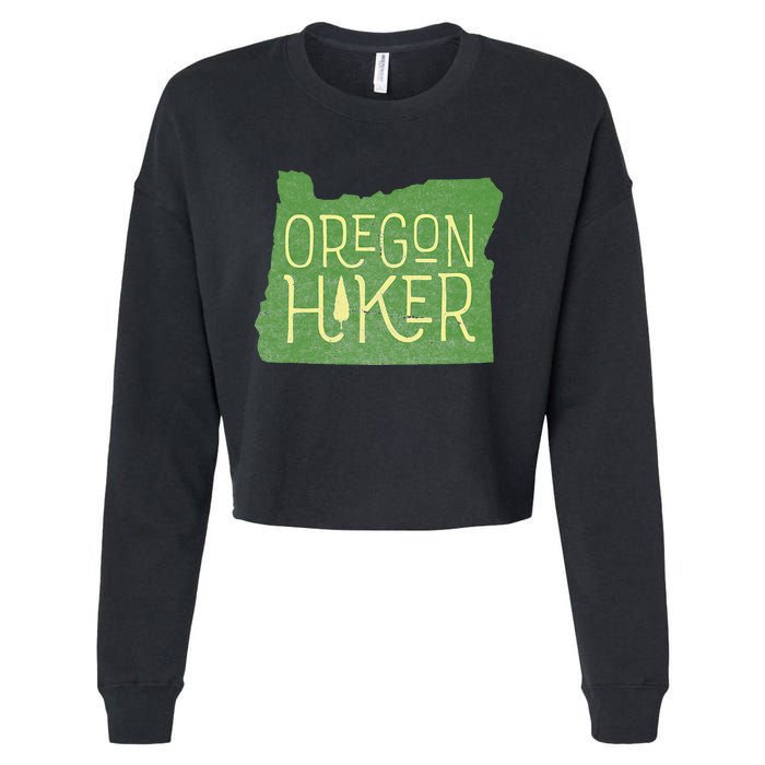 Oregon Hiker Outdoors Classic Retro Hiking Adventure Badge Cropped Pullover Crew