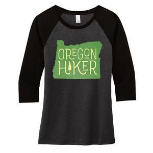 Oregon Hiker Outdoors Classic Retro Hiking Adventure Badge Women's Tri-Blend 3/4-Sleeve Raglan Shirt