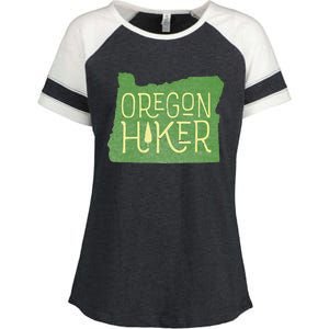 Oregon Hiker Outdoors Classic Retro Hiking Adventure Badge Enza Ladies Jersey Colorblock Tee