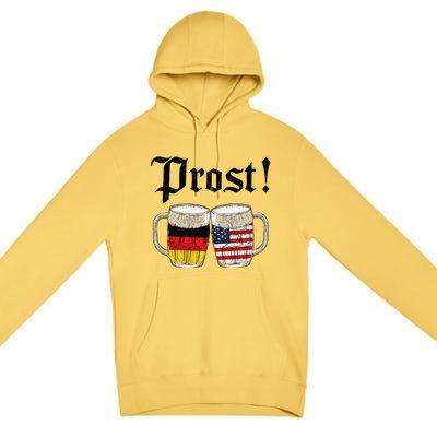 Oktoberfest Holiday Prost Beer German American Flag Premium Pullover Hoodie