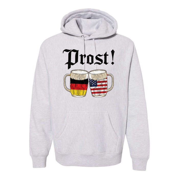 Oktoberfest Holiday Prost Beer German American Flag Premium Hoodie