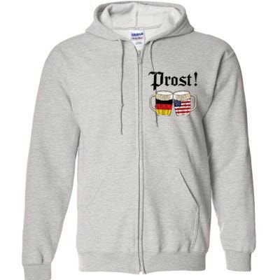 Oktoberfest Holiday Prost Beer German American Flag Full Zip Hoodie