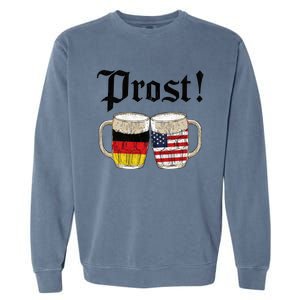 Oktoberfest Holiday Prost Beer German American Flag Garment-Dyed Sweatshirt