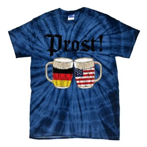 Oktoberfest Holiday Prost Beer German American Flag Tie-Dye T-Shirt