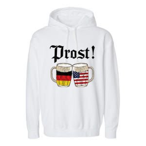 Oktoberfest Holiday Prost Beer German American Flag Garment-Dyed Fleece Hoodie