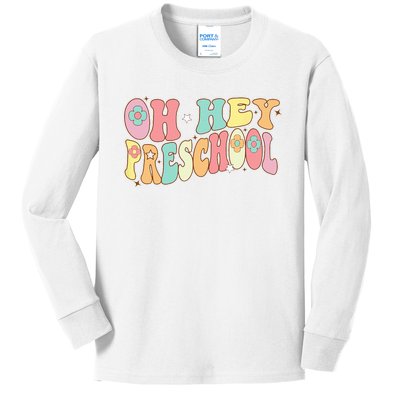 Oh Hey PreK Groovy Retro First Day Back To School Kids Long Sleeve Shirt