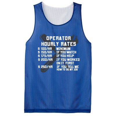 Operator Hourly Rates Funny Heavy Equipt Labor Driver Meaningful Gift Mesh Reversible Basketball Jersey Tank