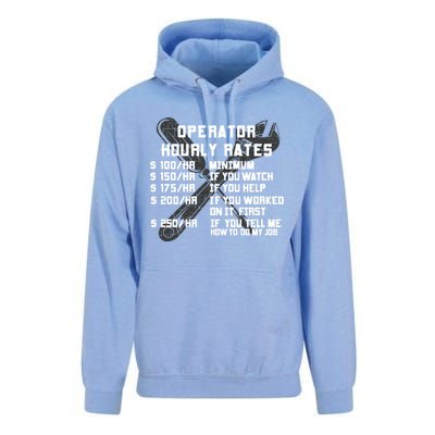 Operator Hourly Rates Funny Heavy Equipt Labor Driver Meaningful Gift Unisex Surf Hoodie