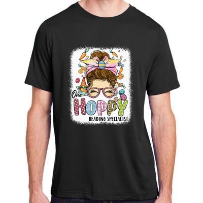 One Hoppy Reading Specialist Leopard Bunny Messy Bun Easter Adult ChromaSoft Performance T-Shirt