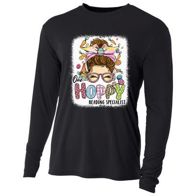 One Hoppy Reading Specialist Leopard Bunny Messy Bun Easter Cooling Performance Long Sleeve Crew