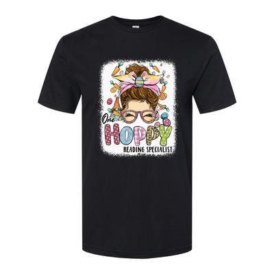 One Hoppy Reading Specialist Leopard Bunny Messy Bun Easter Softstyle CVC T-Shirt