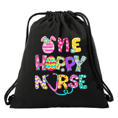 One Hoppy Registered Nurse Easter Bunny eggs Drawstring Bag
