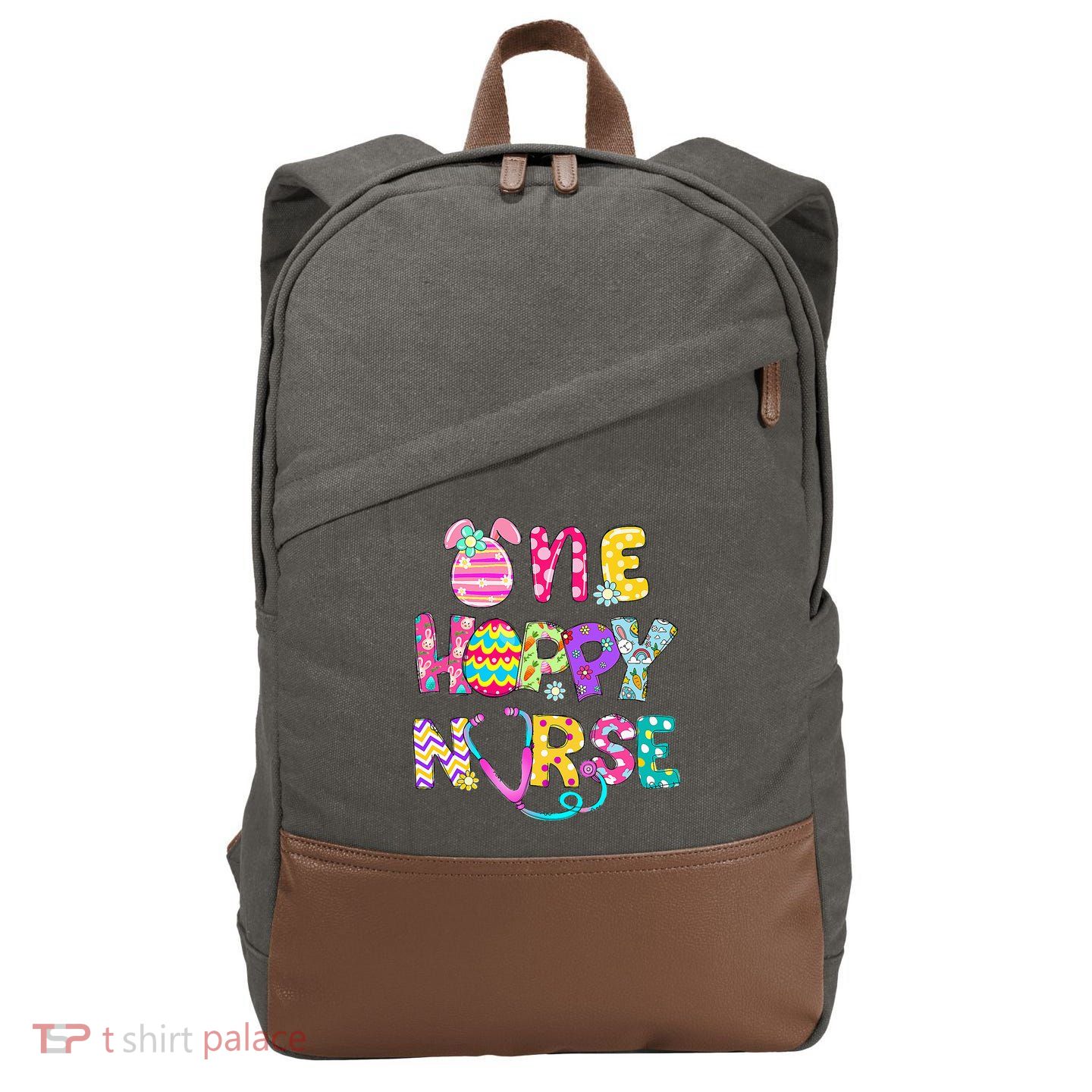One Hoppy Registered Nurse Easter Bunny eggs Cotton Canvas Backpack