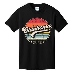 Oklahoma Home State Ok Cool 70s Style Sunset Kids T-Shirt