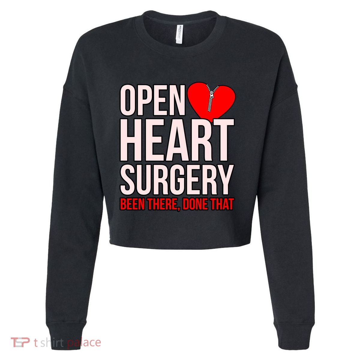Open Heart Surgery Heart Disease Awareness Survivor Graphic Gift Cropped Pullover Crew