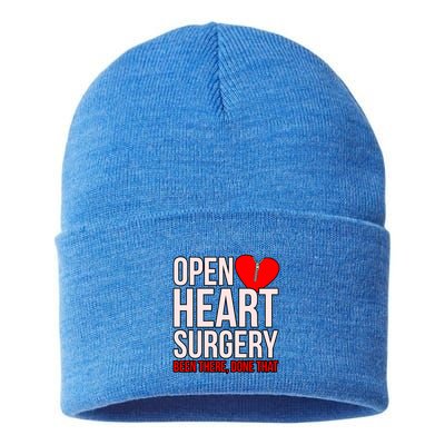 Open Heart Surgery Heart Disease Awareness Survivor Graphic Gift Sustainable Knit Beanie